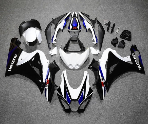 Suzuki GSXR 1000 Fairings (2017-2025) Black, White, Blue at KingsMotorcycleFairings.com