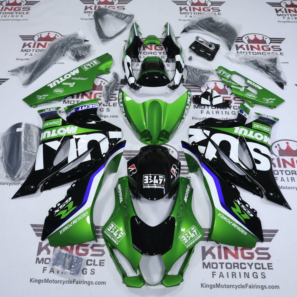 Suzuki GSXR1000 Fairings (2017-2025) Green, Black, White Motul at KingsMotorcycleFairings.com