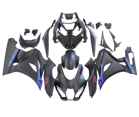 Suzuki GSXR 1000 Fairings (2017-2025) Matte Black, Blue at KingsMotorcycleFairings.com