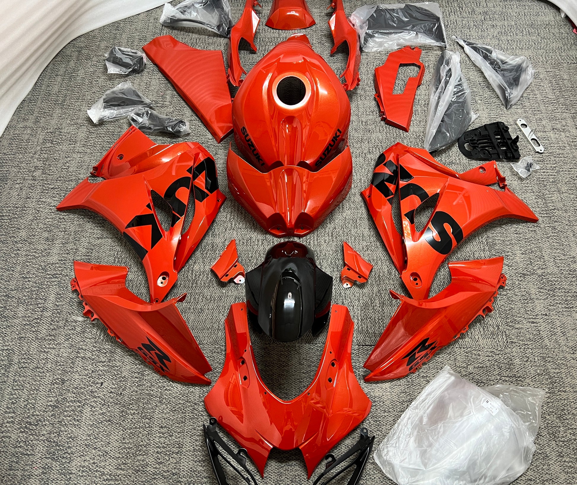 Suzuki GSXR1000 Fairings (2017-2025) Metallic Orange, Black at KingsMotorcycleFairings.com