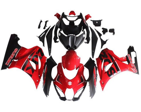 Suzuki GSXR 1000 Fairings (2017-2025) Red, Black, White Stripe at KingsMotorcycleFairings.com