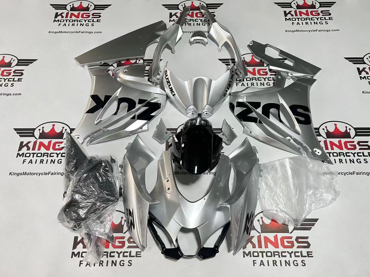Suzuki GSXR1000 Fairings (2017-2025) Silver Metallic, Black at KingsMotorcycleFairings.com