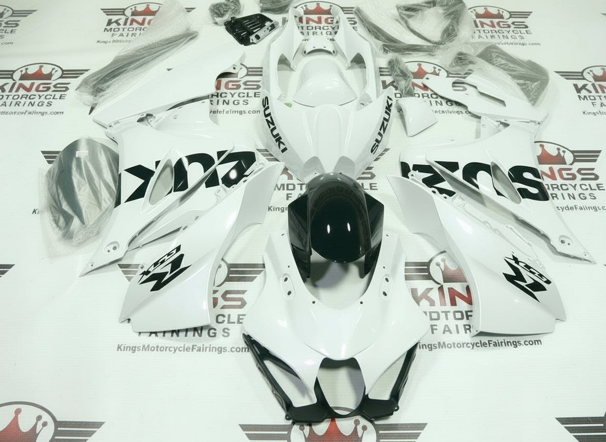 Suzuki GSXR1000 Fairings (2017-2025) White, Black at KingsMotorcycleFairings.com