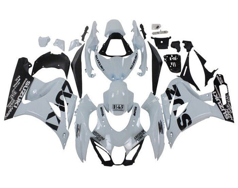 Suzuki GSXR 1000 Fairings (2017-2025) White, Black at KingsMotorcycleFairings.com