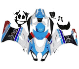 Suzuki GSXR 1000 Fairings (2017-2025) White, Blue Stripe, Red at KingsMotorcycleFairings.com