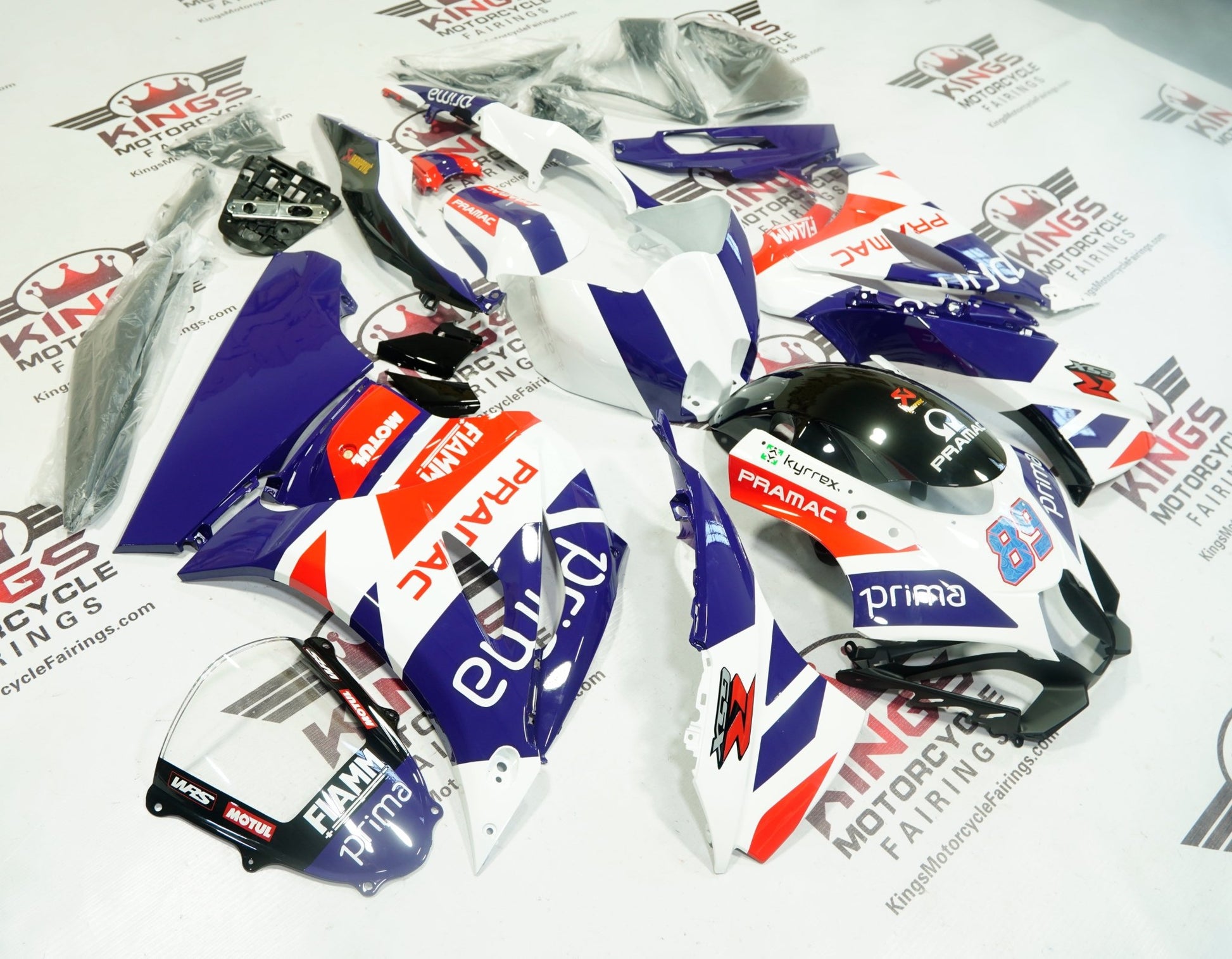 Suzuki GSXR1000 Fairings (2017-2025) White, Purple, Red Pramac at KingsMotorcycleFairings.com