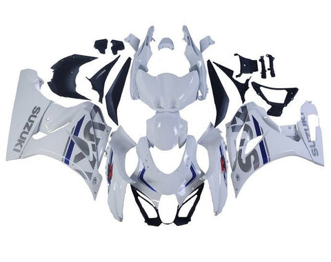 Suzuki GSXR 1000 Fairings (2017-2025) White, Silver, Blue at KingsMotorcycleFairings.com