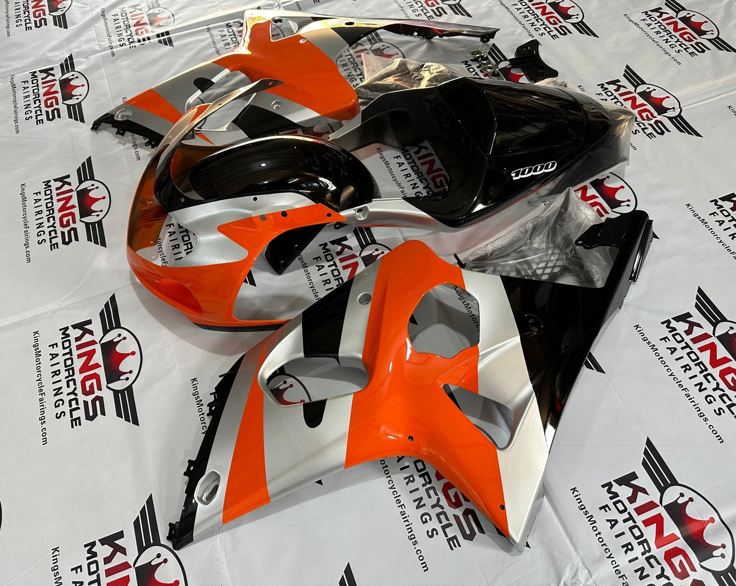 Suzuki GSXR1000 (2000-2002) Orange, Silver, Black Fairings at KingsMotorcycleFairings.com