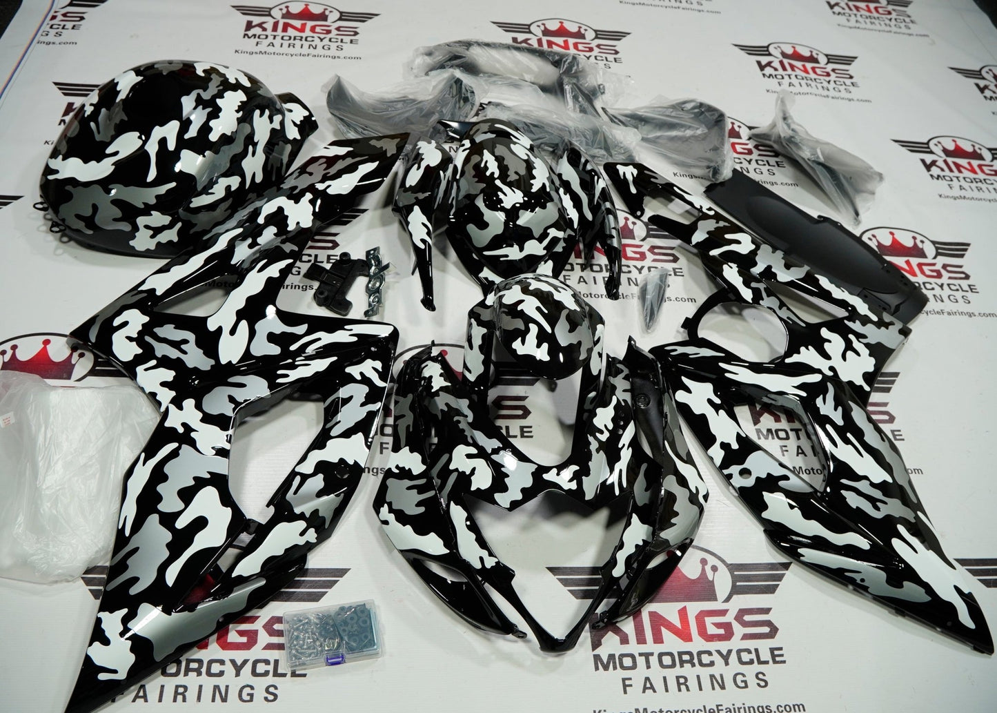 Suzuki GSXR1000 (2005-2006) Camouflage Black, White & Gray Fairings at KingsMotorcycleFairings.com