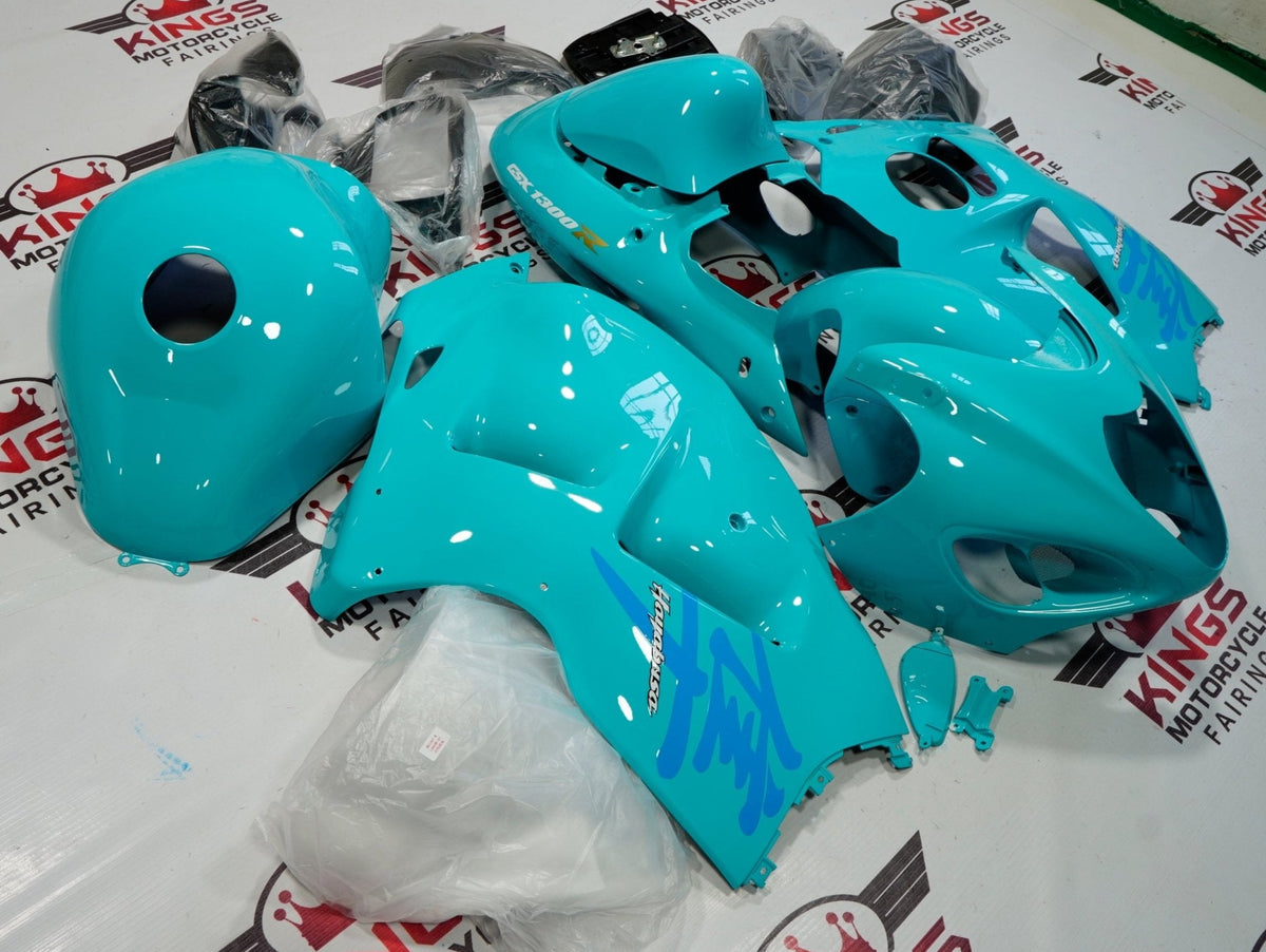 Light Blue and Blue Fairing Kit for a Suzuki GSX1300R Hayabusa motorcycle model years 1999, 2000, 2001, 2002, 2003, 2004, 2005, 2006, & 2007
