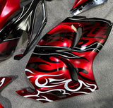 Suzuki GSXR1300 Hayabusa (2008-2019) Matte Candy Red, Matte Black & White Tribal Flame Fairings 