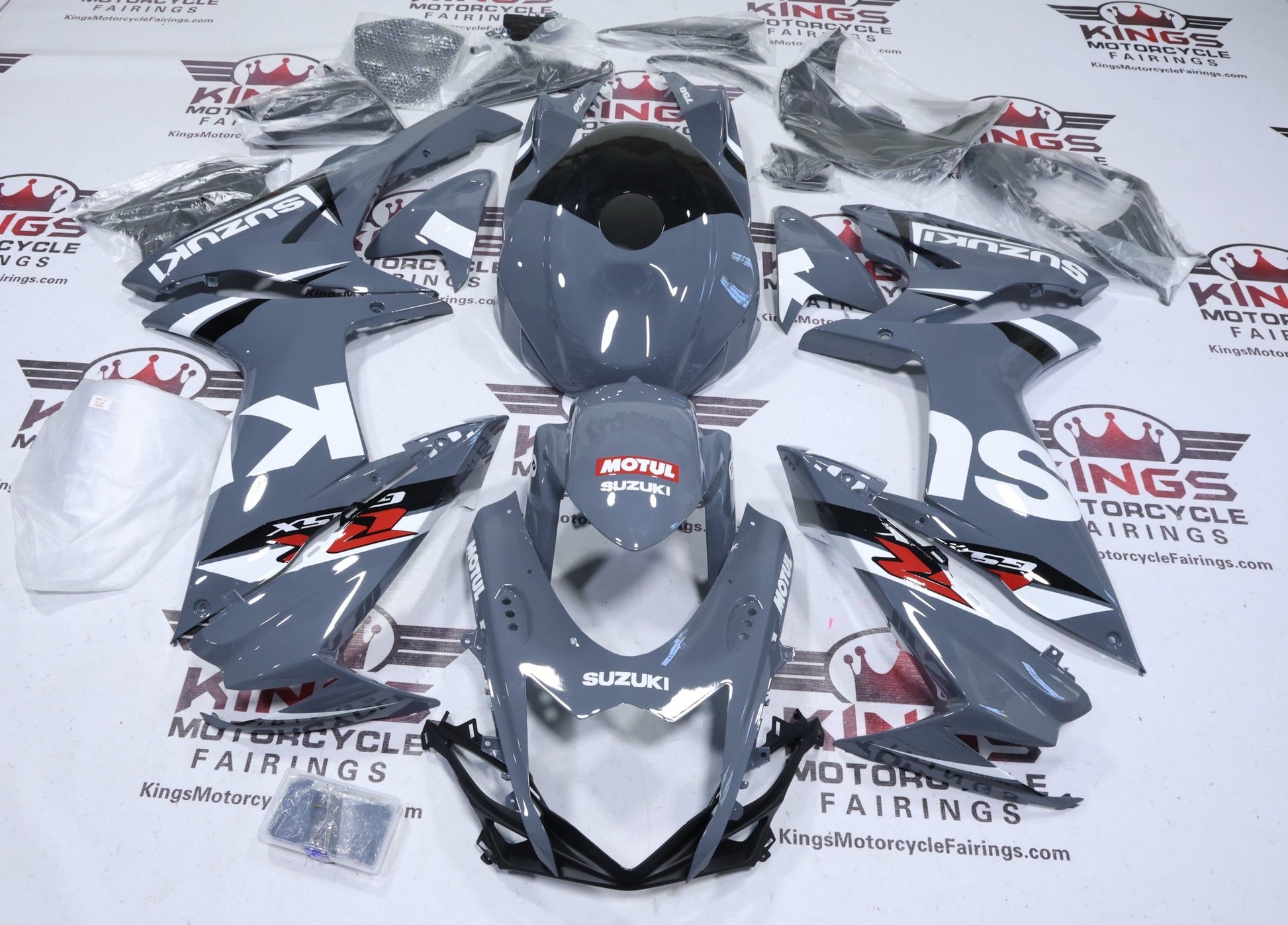 Suzuki GSXR600 Fairing Set (2011-2024) Nardo Gray, White, Black from KingsMotorcycleFairings.com