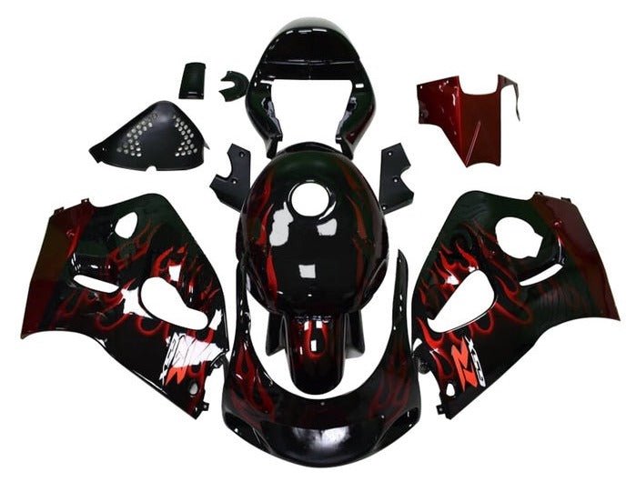 Suzuki GSXR600 Fairings (1996-1999) Black, Red Fire at KingsMotorcycleFairings.com