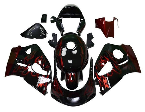 Suzuki GSXR600 Fairings (1996-1999) Black, Red Fire at KingsMotorcycleFairings.com