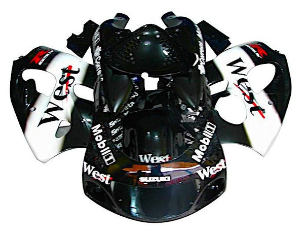 Suzuki GSXR600 Fairings (1996-1999) Black, White West at KingsMotorcycleFairings.com