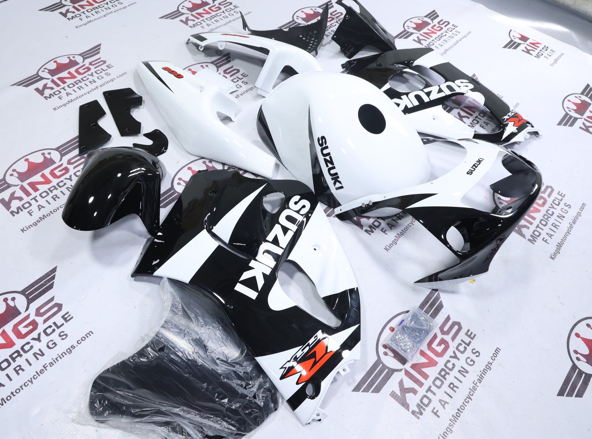 Suzuki GSXR600 Fairings (1996-1999) Gloss White, Black, Red from KingsMotorcycleFairings.com