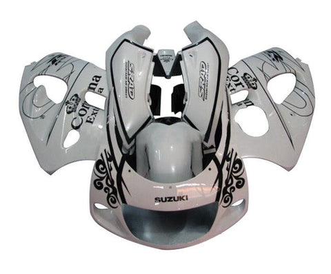 Suzuki GSXR600 Fairings (1996-1999) White, Black Corona at KingsMotorcycleFairings.com