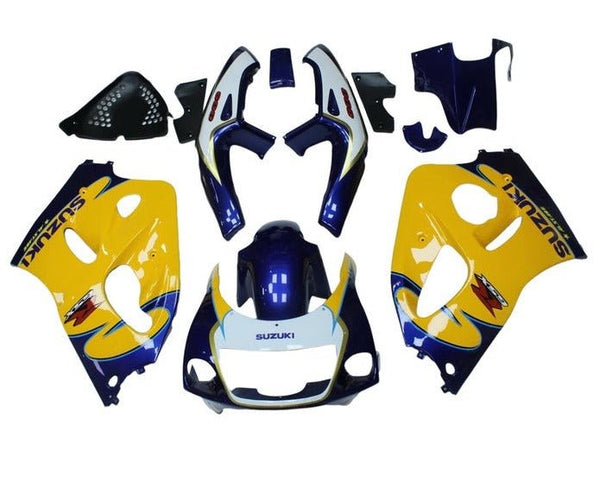 Suzuki GSXR600 Fairings (1996-1999) Yellow, Blue Tribal at KingsMotorcycleFairings.com