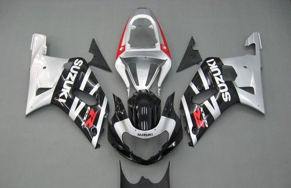 Suzuki GSXR600 Fairings (2000-2003) Black, Silver Stripe, Red at KingsMotorcycleFairings.com