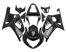 Suzuki GSXR600 Fairings (2000-2003) Black, White Flames at KingsMotorcycleFairings.com