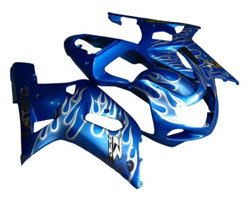 Suzuki GSXR600 Fairings (2000-2003) Blue, White Flames at KingsMotorcycleFairings.com