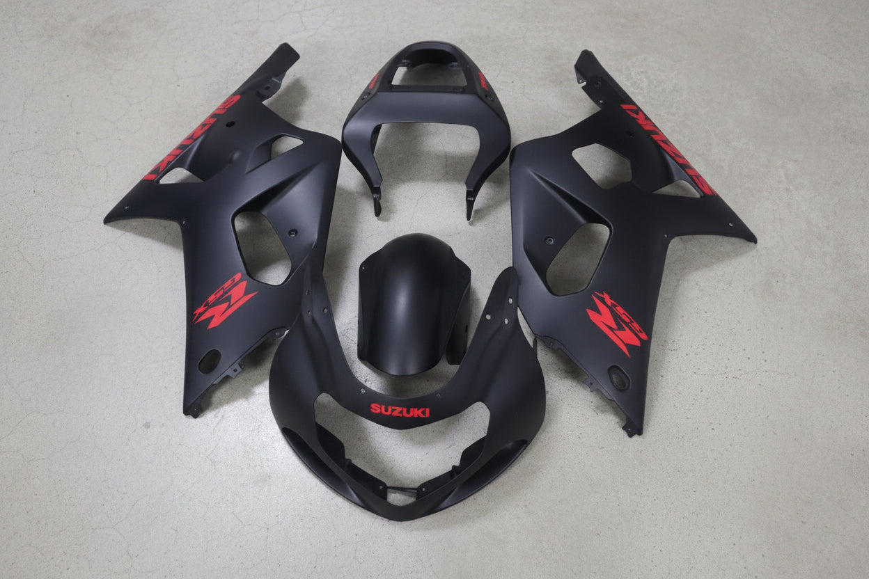 Suzuki GSXR600 Fairings (2000-2003) Matte Black, Red at KingsMotorcycleFairings.com