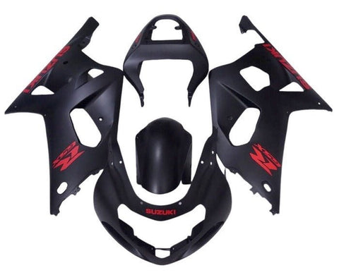 Suzuki GSXR600 Fairings (2000-2003) Matte Black, Red at KingsMotorcycleFairings.com