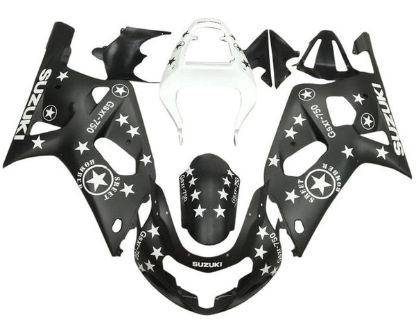 Suzuki GSXR600 Fairings (2000-2003) Matte Black, White Star at KingsMotorcycleFairings.com