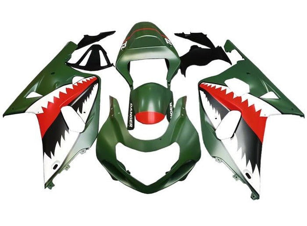 Suzuki GSXR600 Fairings (2000-2003) Matte Green, White, Shark at KingsMotorcycleFairings.com
