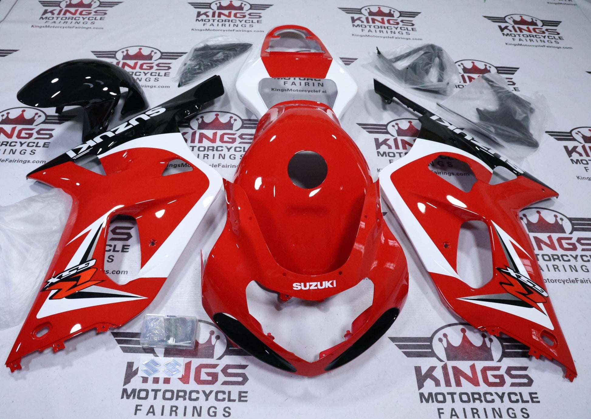 Suzuki GSXR600 Fairings (2000-2003) Red, White, Black Gloss at KingsMotorcycleFairings.com