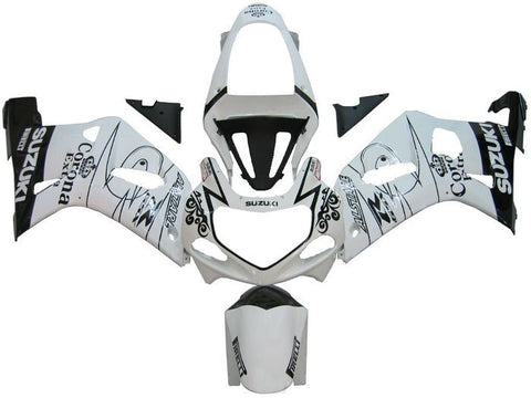 Suzuki GSXR600 Fairings (2000-2003) White, Black Alstare at KingsMotorcycleFairings.com