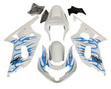 Suzuki GSXR600 Fairings (2000-2003) White, Blue Flames at KingsMotorcycleFairings.com