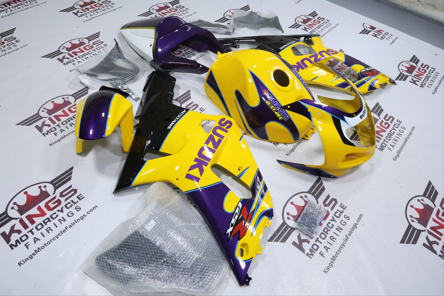 Suzuki GSXR600 Fairings (2000-2003) Yellow, Purple, Black Alstare at KingsMotorcycleFairings.com