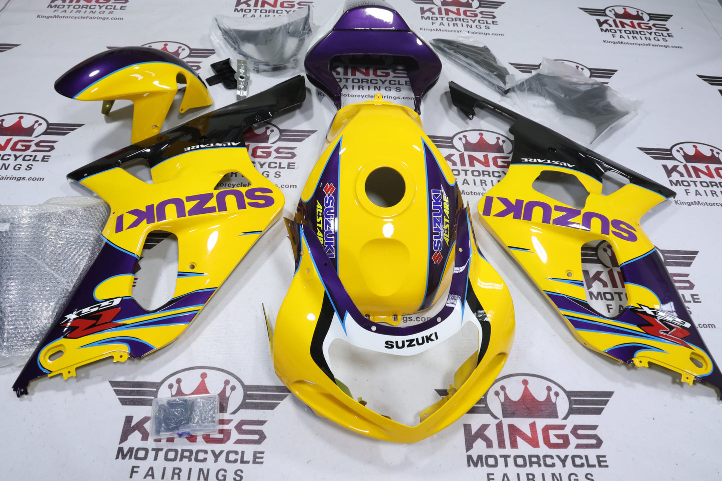 Suzuki GSXR600 Fairing Kit (2000-2003) Yellow, Purple, Black Alstare at KingsMotorcycleFairings.com