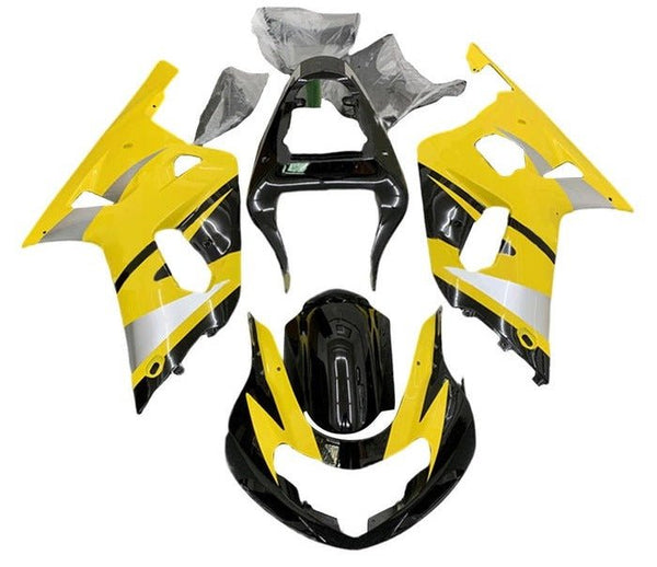 Suzuki GSXR600 Fairings (2000-2003) Yellow, Silver, Black Stripe at KingsMotorcycleFairings.com