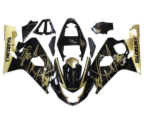 Suzuki GSXR600 Fairings (2004-2005) Black, Gold Corona at KingsMotorcycleFairings.com