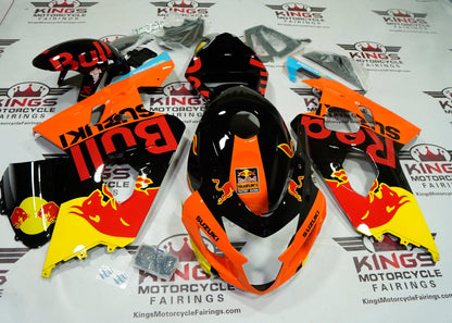 Suzuki GSXR 600 Fairings (2004-2005) Black, Orange, Red Bull at KingsMotorcycleFairings.com