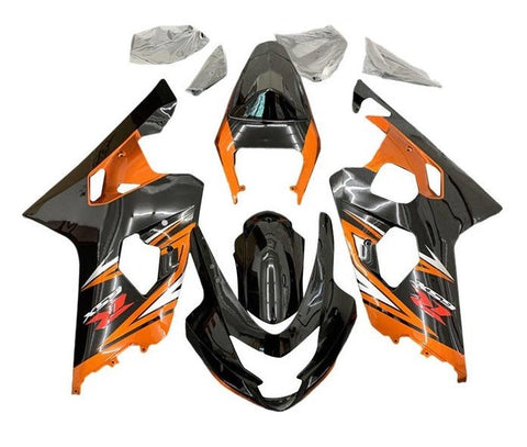 Suzuki GSXR600 Fairings (2004-2005) Black, Orange, Silver at KingsMotorcycleFairings.com