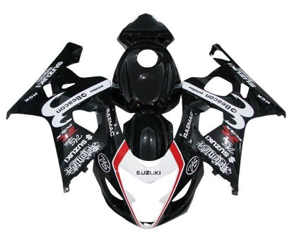Suzuki GSXR600 Fairings (2004-2005) Black, White, Red Beacon at KingsMotorcycleFairings.com