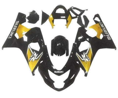 Suzuki GSXR600 Fairings (2004-2005) Black, Yellow, White at KingsMotorcycleFairings.com