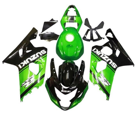Suzuki GSXR600 Fairings (2004-2005) Green, Black, White at KingsMotorcycleFairings.com