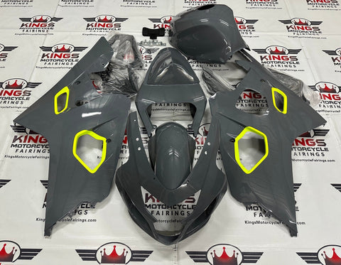 Suzuki GSXR 600 Fairings (2004-2005) Nardo Gray, Neon Yellow KingsMotorcycleFairings.com