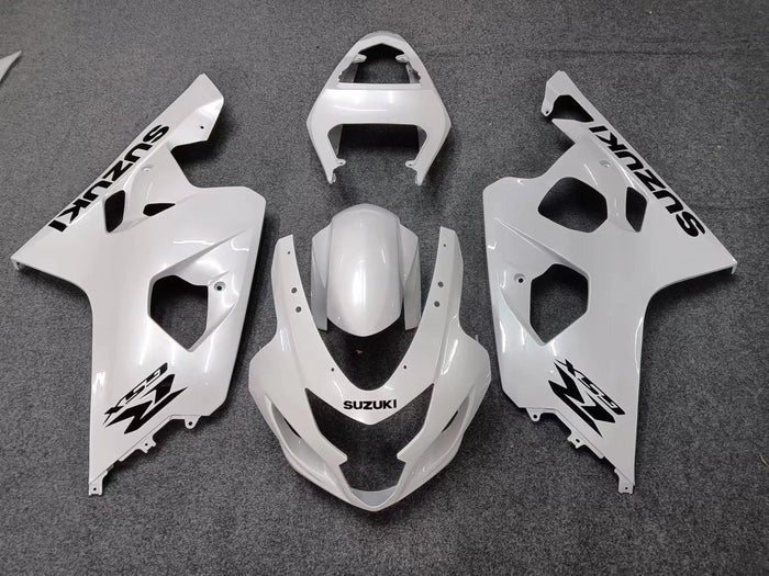 Suzuki GSXR600 Fairings (2004-2005) Pearl White, Black at KingsMotorcycleFairings.com