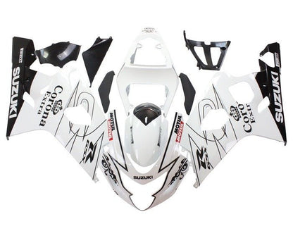 Suzuki GSXR600 Fairings (2004-2005) White, Black Corona at KingsMotorcycleFairings.com