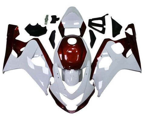 Suzuki GSXR600 Fairings (2004-2005) White, Dark Red at KingsMotorcycleFairings.com