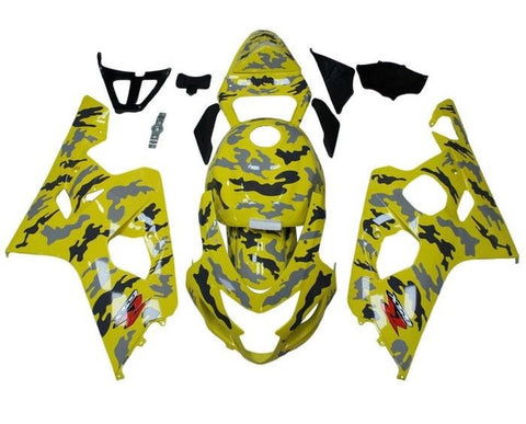 Suzuki GSXR600 Fairings (2004-2005) Yellow, Black, Gray, Camo at KingsMotorcycleFairings.com