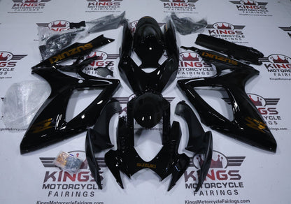 Suzuki GSXR600 Fairings (2006-2007) Black Gloss, Gold Chrome from KingsMotorcycleFairings.com