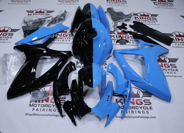 Suzuki GSXR600 Fairings (2006-2007) Black Half, Blue Half at KingsMotorcycleFairings.com