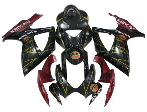 Suzuki GSXR 600 Fairings (2006-2007) Black, Dark Red, Gold, Bacardi at KingsMotorcycleFairings.com