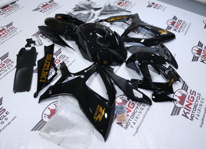 Suzuki GSXR600 Fairings (2006-2007) Black, Gold Chrome from KingsMotorcycleFairings.com